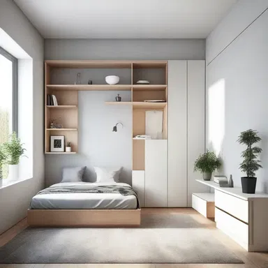The minimalist design of the room left no room for unnecessary clutter.