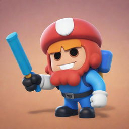 Un personaje único de Brawl Stars llamado Gus con detalles coloridos y llamativos que lo hacen destacar en la batalla.