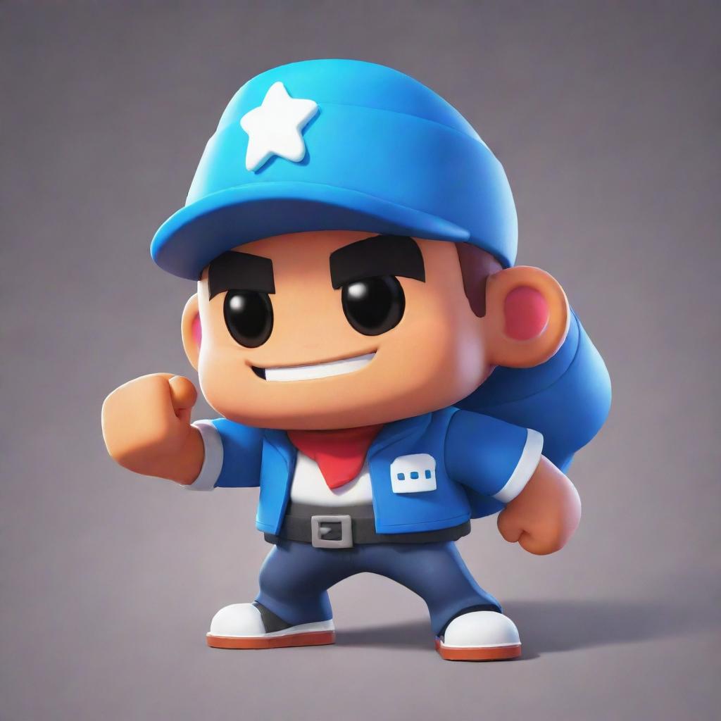 Un personaje único de Brawl Stars llamado Gus con detalles coloridos y llamativos que lo hacen destacar en la batalla.