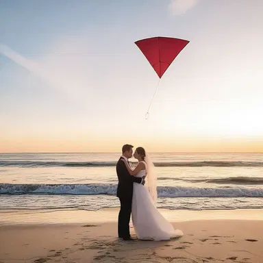 On a picturesque beach at sunset, the couple released a kite balloon adorned with love notes, symbolizing their everlasting love.