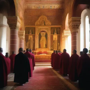 The matutinal prayer service at the monastery begins at dawn.