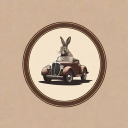 Create a logo for a vintage car collector labeled 'Vintage Rabbit'. The logo should incorporate elements representative of classic automobiles and a subtle depiction of a rabbit.