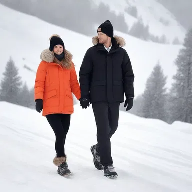 The couple enjoyed a romantic winter getaway, holding hands as they schussed down the snowy slopes together.