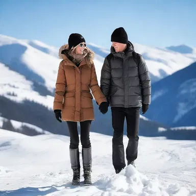 The couple enjoyed a romantic winter getaway, holding hands as they schussed down the snowy slopes together.