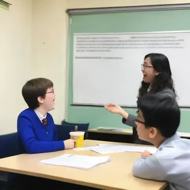 The English teacher lightened the mood by sharing a funny anecdote from the school text during the joke-themed lesson.