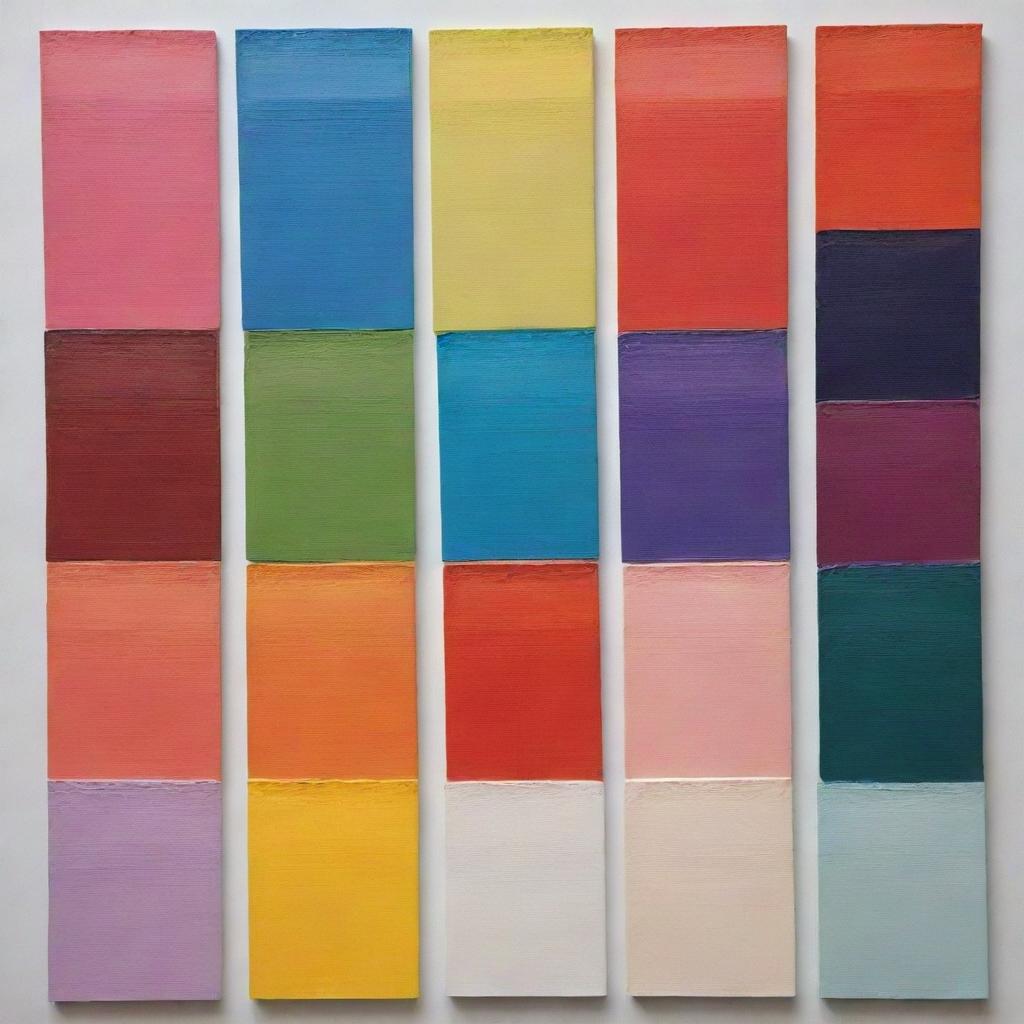 Series of painting each showcasing a unique color palette. Each palette is designed to evoke distinct emotions. Each painting is a breathtaking exploration of color psychology.