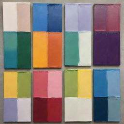 Series of painting each showcasing a unique color palette. Each palette is designed to evoke distinct emotions. Each painting is a breathtaking exploration of color psychology.