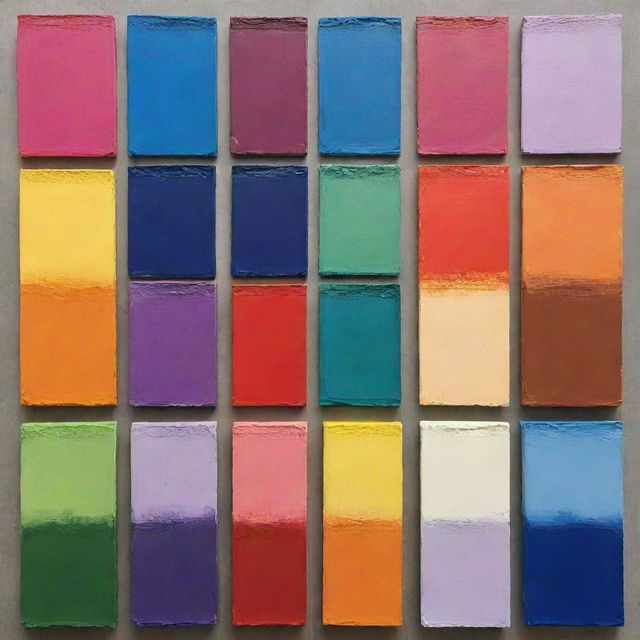 Series of painting each showcasing a unique color palette. Each palette is designed to evoke distinct emotions. Each painting is a breathtaking exploration of color psychology.