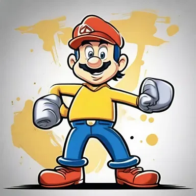 In the cartoon, the character used a plumbous paint to create a metallic effect on the artwork.