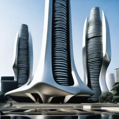 The movie featured a futuristic setting with buildings made of plumbous alloys, portraying a technologically advanced society.