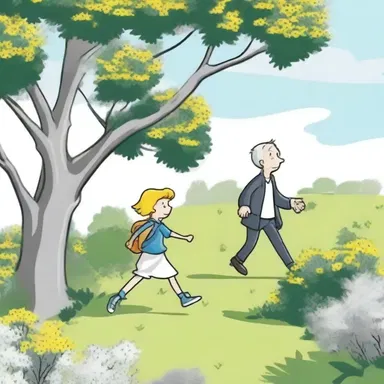 In the cartoon, the characters walked past an oleaster bush with silver-white twigs and yellow flowers.