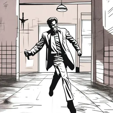 In the suspenseful scene, the killer brandished a butcher knife while chasing the protagonist.