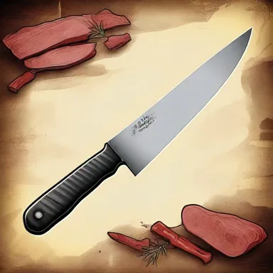 The warrior wielded a magical butcher knife that could slice through anything.