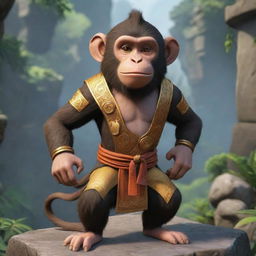 Gaming world filled with intricate levels and quests designed for a dedicated, grinding player. The player's avatar is a charismatic monkey, well-equipped and determined for challenges ahead.