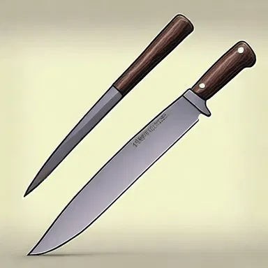 The warrior wielded a magical butcher knife that could slice through anything.