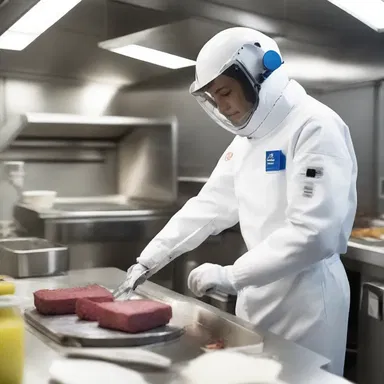 The robot chef efficiently used its precision butcher knife to prepare meals for the space crew.