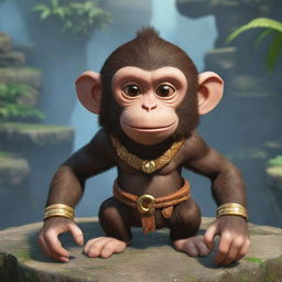 Gaming world filled with intricate levels and quests designed for a dedicated, grinding player. The player's avatar is a charismatic monkey, well-equipped and determined for challenges ahead.