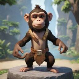 Gaming world filled with intricate levels and quests designed for a dedicated, grinding player. The player's avatar is a charismatic monkey, well-equipped and determined for challenges ahead.