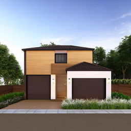 Home design for a 22x55 plot with a front garden and dedicated car parking area