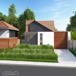 Home design for a 22x55 plot with a front garden and dedicated car parking area