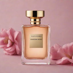 Imagine a beautiful scene featuring a perfume with seductive notes of cherry, almond oil, vanilla, and a subtle woody accord creating a unique and sensual bouquet, the scent captured visually through contrasting sweet and deep hues.