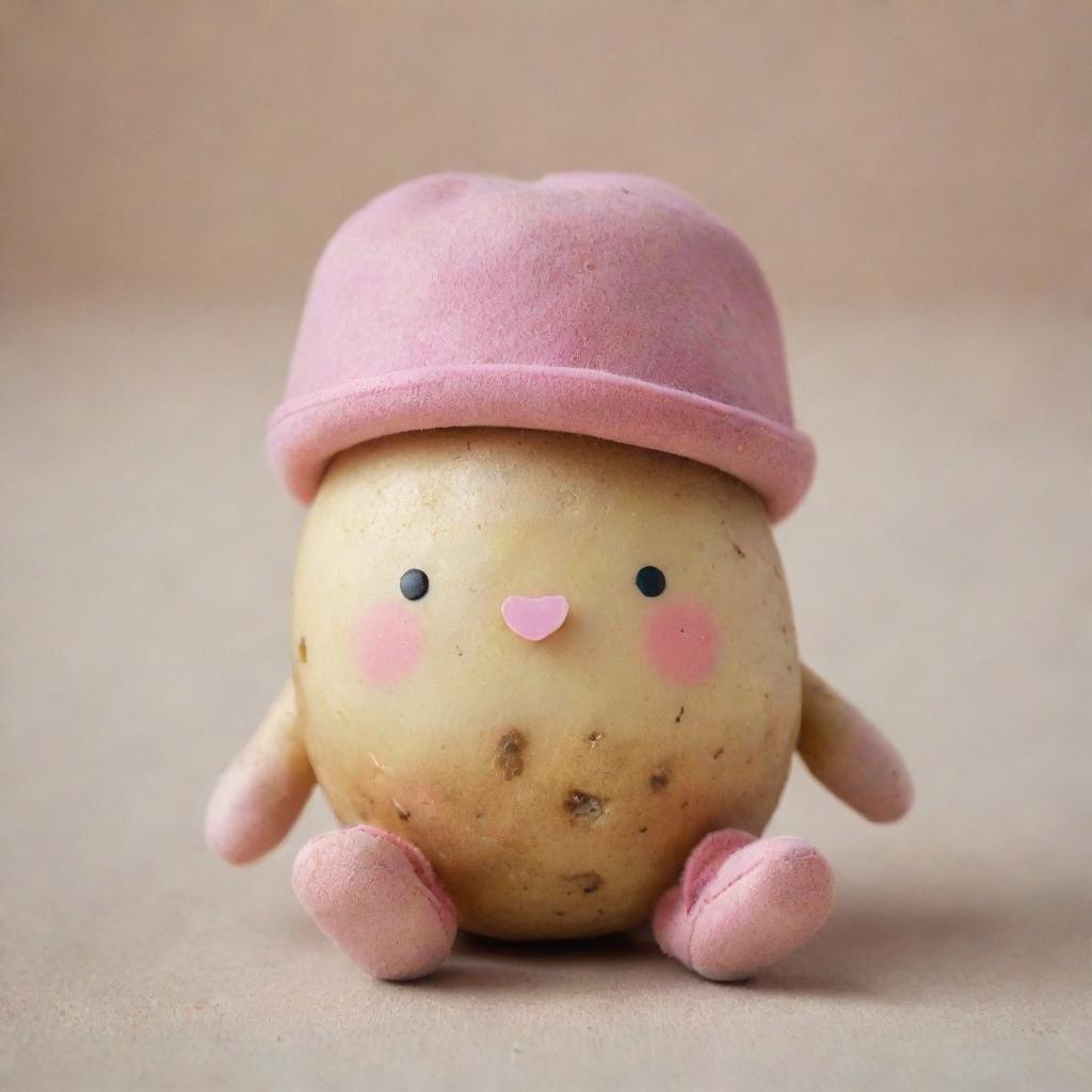 An even cuter potato, now with rosy cheeks, a charismatic small hat, and adorable tiny shoes.