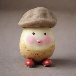 An even cuter potato, now with rosy cheeks, a charismatic small hat, and adorable tiny shoes.