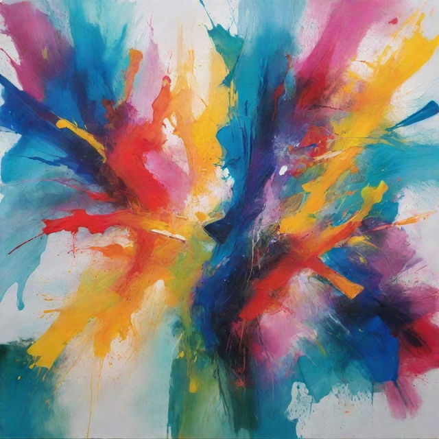 Abstract expressionist art with vibrant colors representing creativity in a splash of hues and tones