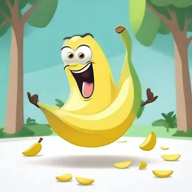 In the cartoon, the character jokingly tripped on a banana peel, causing laughter among the viewers.