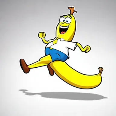 In the cartoon, the character jokingly tripped on a banana peel, causing laughter among the viewers.