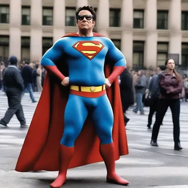 In the comedy movie, the main character jokingly pretended to be a superhero, entertaining the audience.