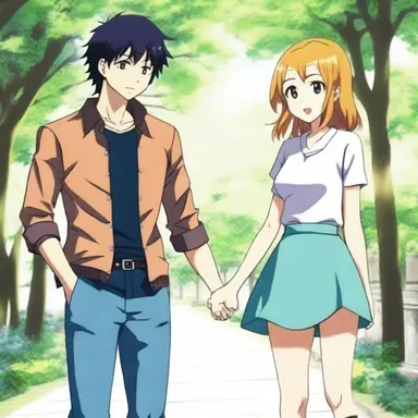 As the two characters walked hand in hand in the anime episode, they jokingly teased each other about their relationship.