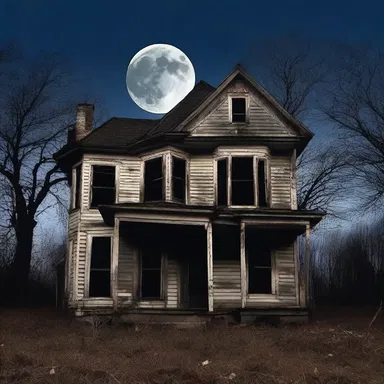 The juxtaposition of the eerie moonlight and the decrepit old house sent shivers down my spine.