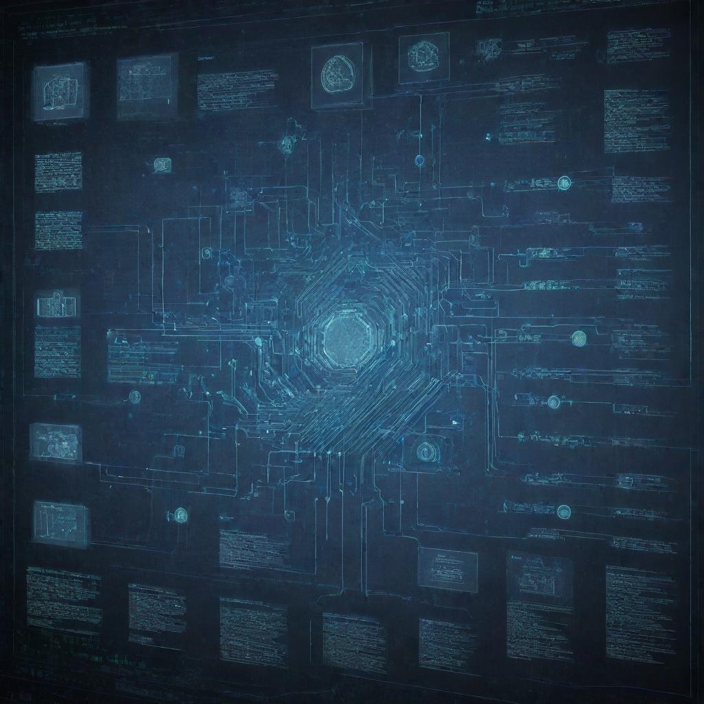 A complex process chart overflowing with data points, set against a technology-themed backdrop featuring digital circuits and futuristic design elements.