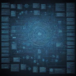 A complex process chart overflowing with data points, set against a technology-themed backdrop featuring digital circuits and futuristic design elements.