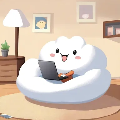 In the cartoon, the main character always relaxes on a fluffy cloud-shaped backrest while watching TV.