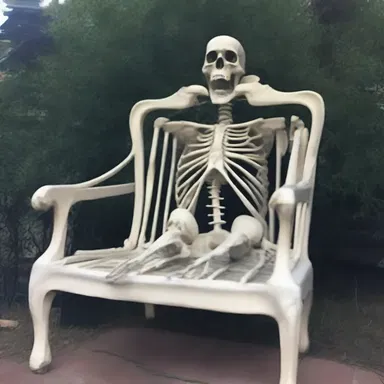 The haunted mansion had a chilling and eerie backrest made of bones, adding to the terrifying atmosphere.