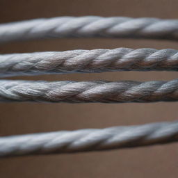 A close-up view of a twisted, textured cable, shimmering under soft ambient light, blending the complexities of technology and the beauty of macro photography