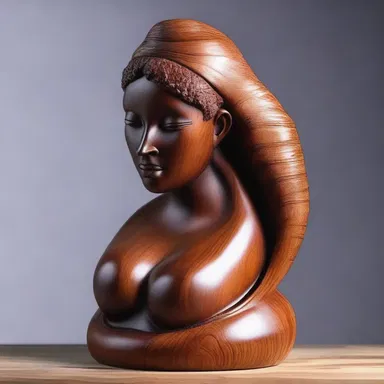 The artist sculpted an exquisite statue from the rare granadilla wood, showcasing its natural beauty.
