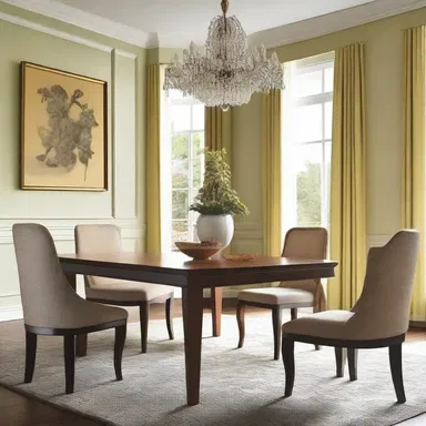 The elegant dining table was crafted from granadilla wood, adding a touch of sophistication to the room.
