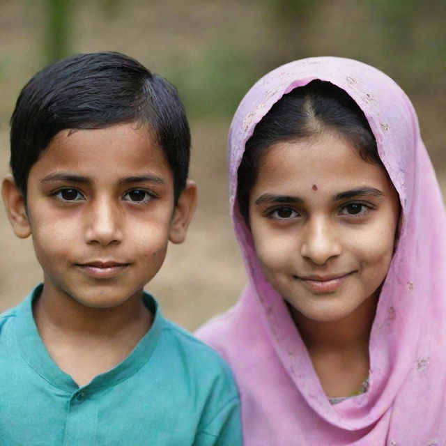 An image of a Muslim boy named Sahil and a girl named Tabassum. Tabassum has a distinct cut on her left eyebrow.