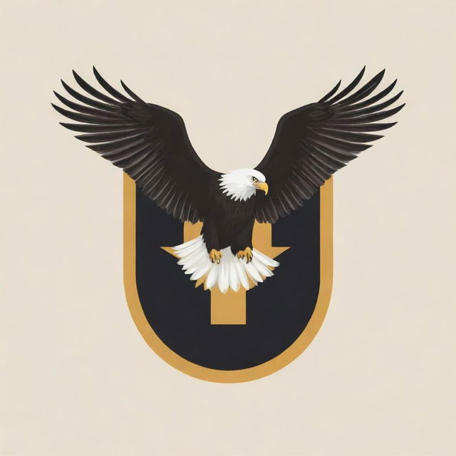 A monogram design merging an eagle soaring in flight with the letter P.