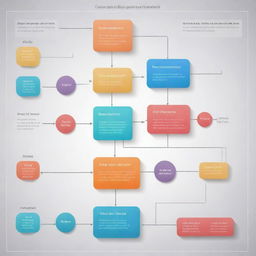 A complex yet intuitive process chart abundant in data set on a modern technological background. Each pathway and data point is color-coded for clarity and easy comprehension.