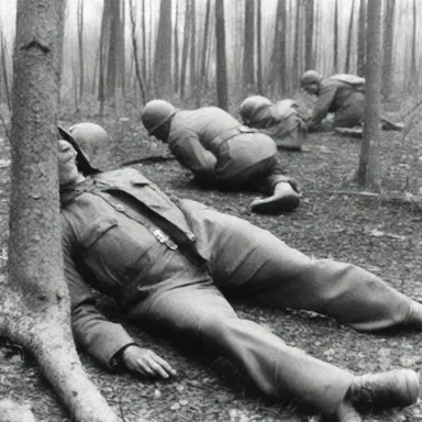 During World War II, soldiers would often set up ambushes by lying in wait to surprise the enemy.