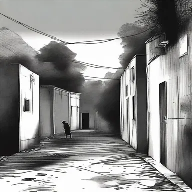 The suspenseful novel built up tension with a scene where the killer was lying in wait, poised for a surprise attack.