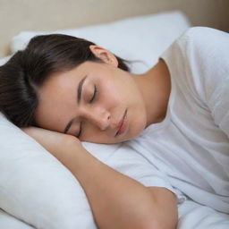 A peaceful scene of a person sleeping, their face relaxed in the calm serenity of slumber.