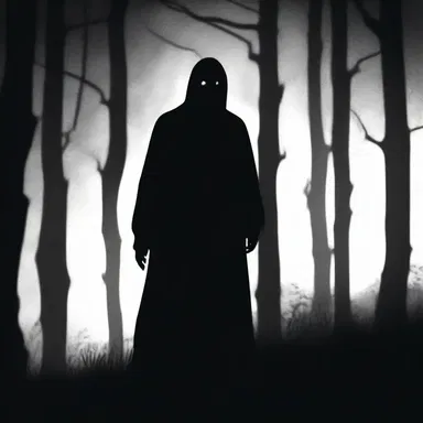 The ghostly figure lurking in the dark was only a silhouette, nearly indiscernible to the terrified protagonist.