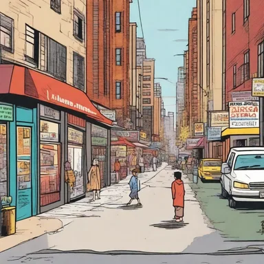 In the comic strip, the characters live in a cool pad in the heart of the city.