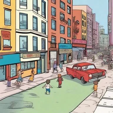 In the comic strip, the characters live in a cool pad in the heart of the city.