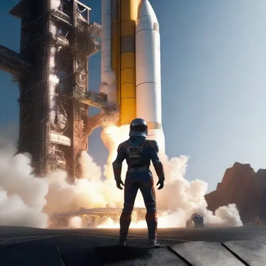 In the movie, the protagonist bravely stepped onto the launchpad, ready to embark on a perilous journey to save the world from destruction.